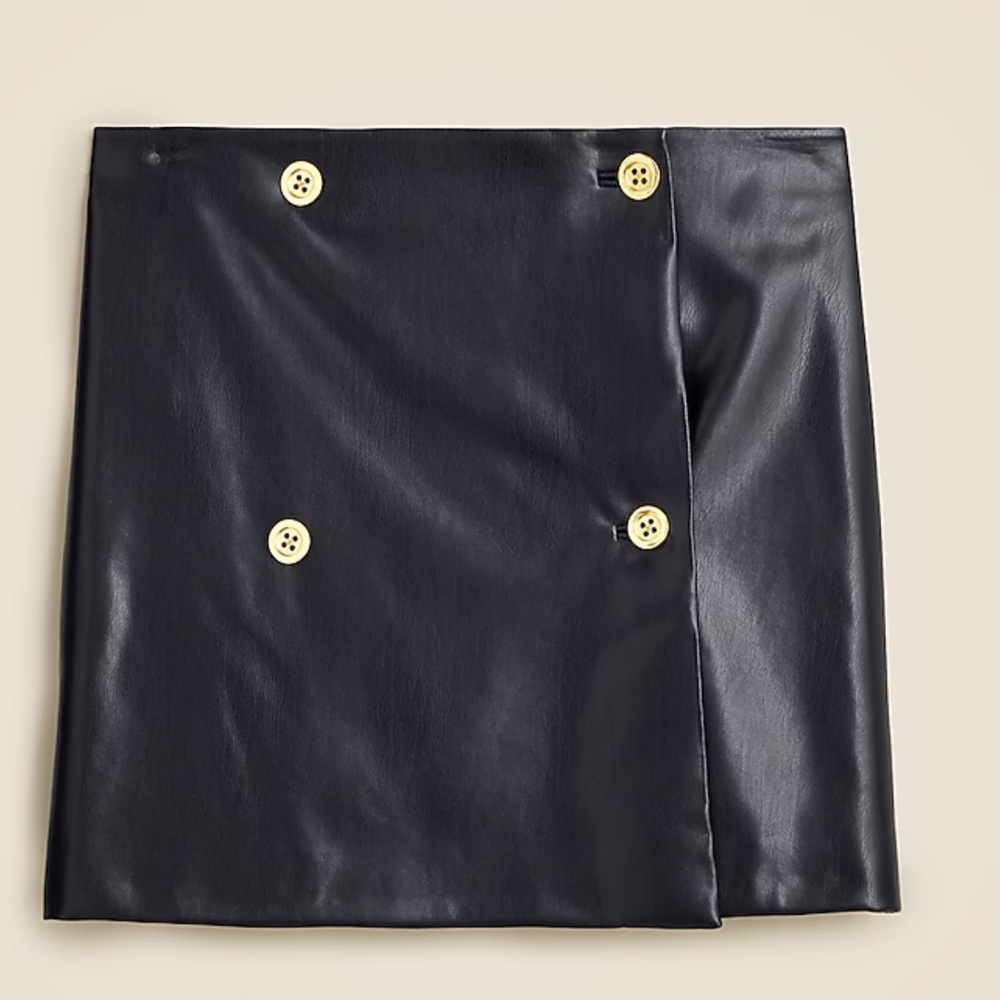 J. Crew Mini wrap skirt in navy blue faux patent leather women’s Size 4 NWT
